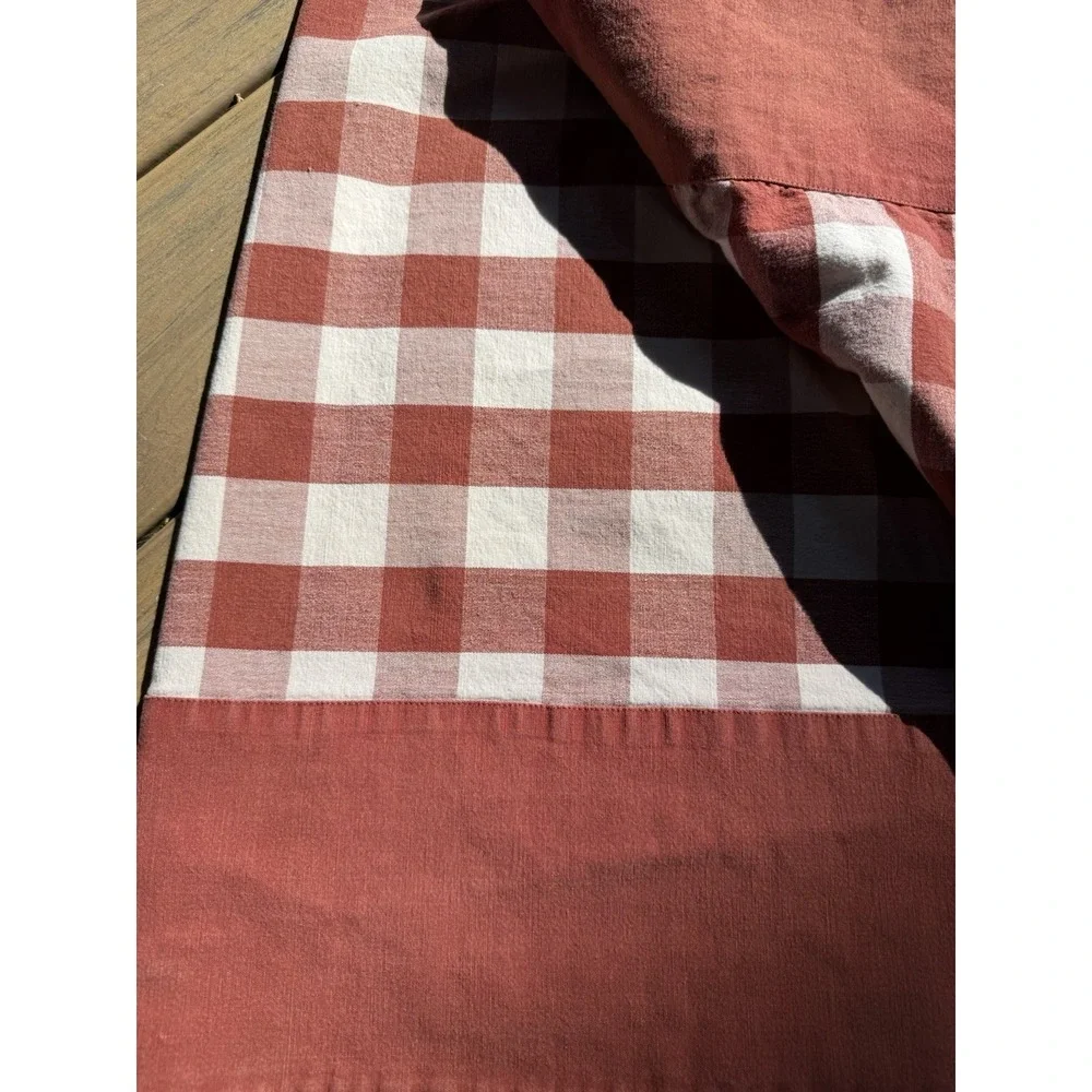 VTG Williams-Sonoma Tablecloth Rust Terracotta White Gingham Check 68x78 Cotton